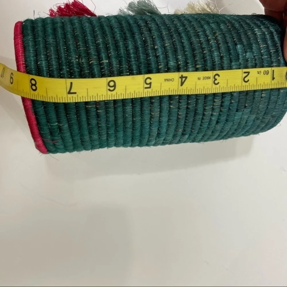 African Woven vase container green made in Rwanda